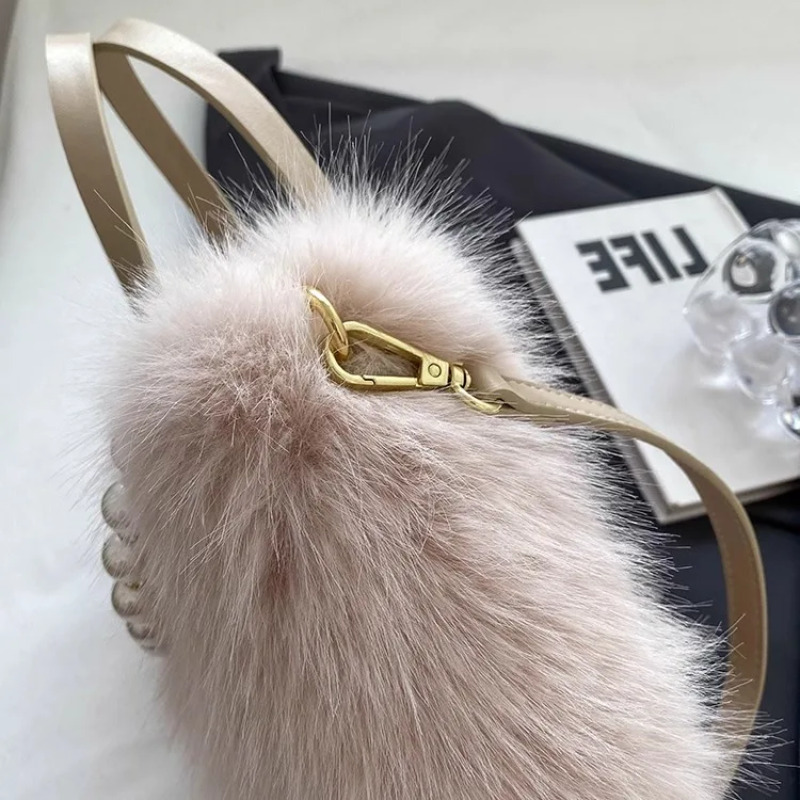 Luxury Plush Faux Fur Mini Squ - Luxury Bags Cute ulasan dan harga